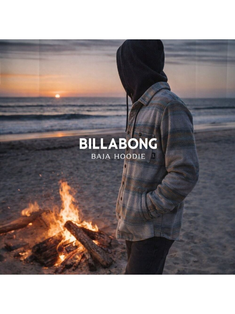 Billabong Baja Hoodie Shirt Jacket Striped Core Fit Stretch Size L